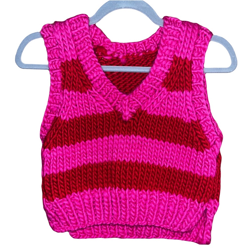 striped chunky wool vest